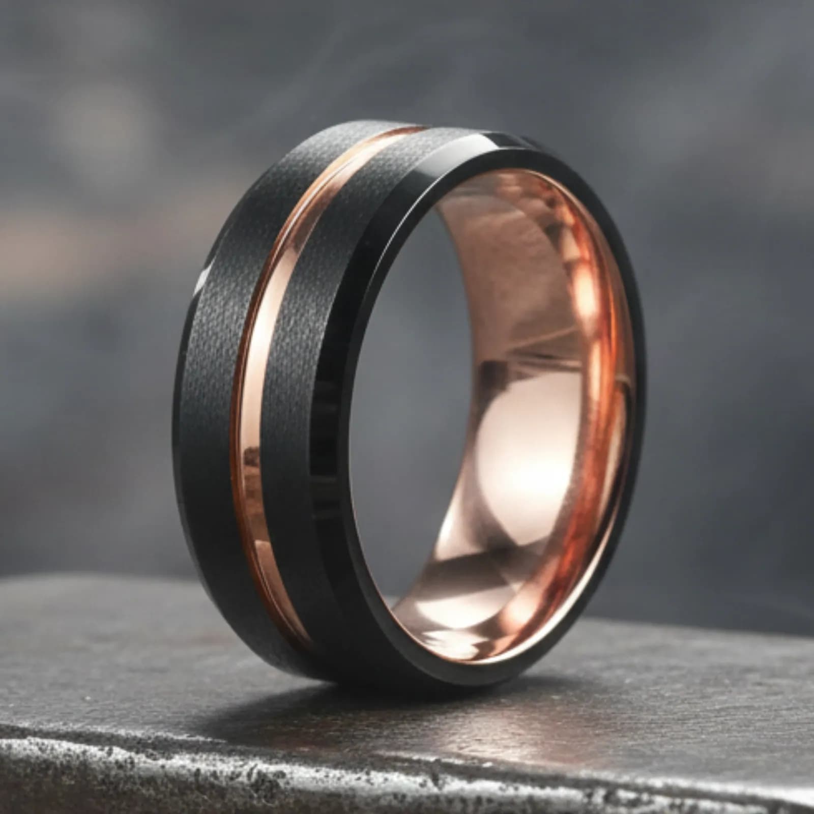 The Axis, men's tungsten carbide wedding band