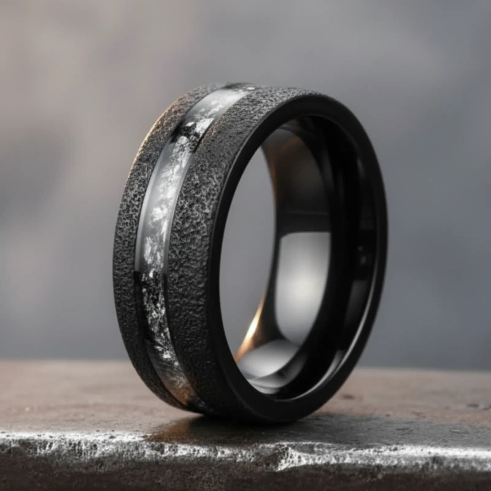 The Eclipse, men's tungsten carbide wedding band